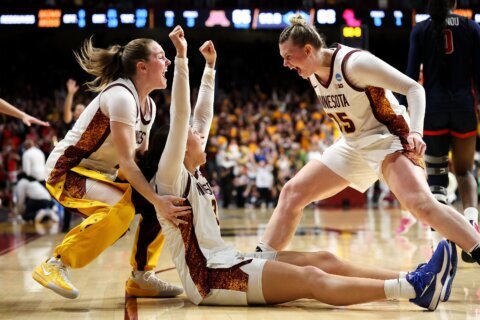 Battle’s last-second jumper gives Minnesota a 65-63 win over Mississippi in women’s NCAA Tournament