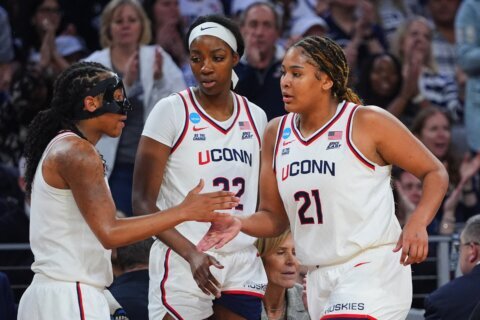 Sarah Strong has a double-double and defending champ UConn cruises to Elite Eight, beating UNC 63-42