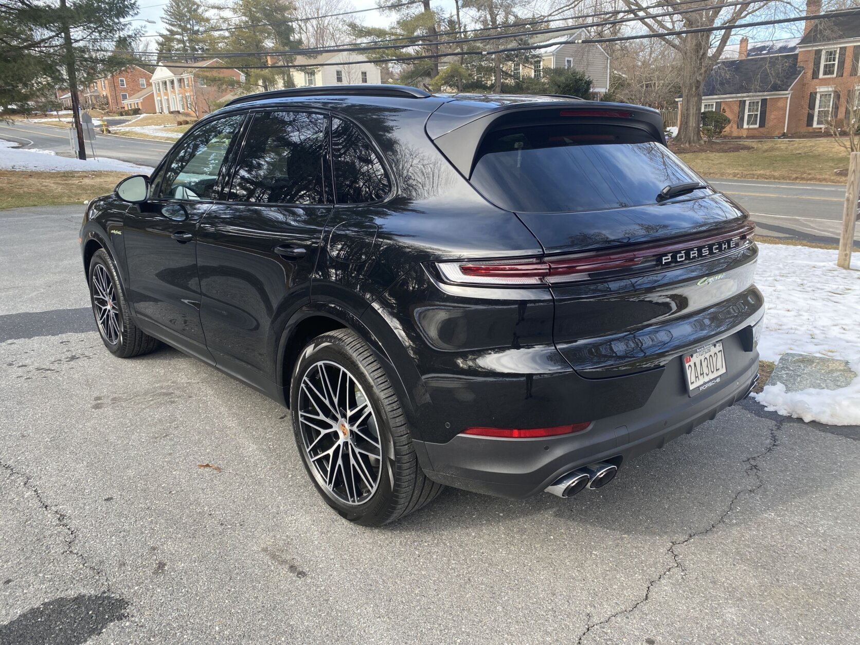 Rear quarter view of the Porsche