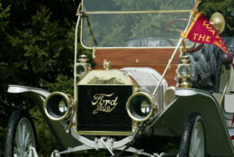 Dan Treace's 1909 Ford Model T roadster is displayed during the Model T Ford Centennial T Party