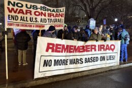 Protesters outside the White House, on Monday, March 2, 2026.