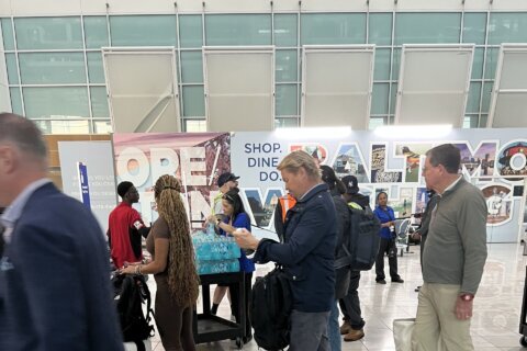 Security lines stretch outside terminal at BWI Marshall as shutdown drags on