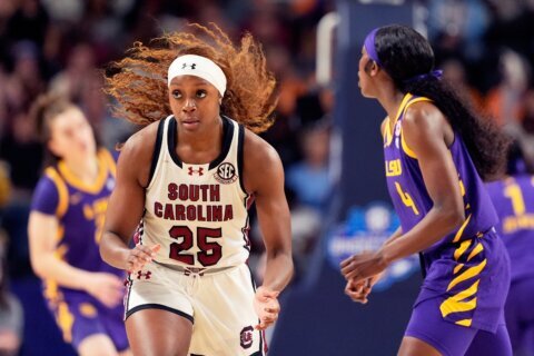 Raven Johnson’s 22 points lift No. 3 South Carolina past No. 6 LSU 83-77 in SEC Tournament semis