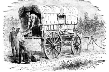 Illustration of a US military telegraph wagon.