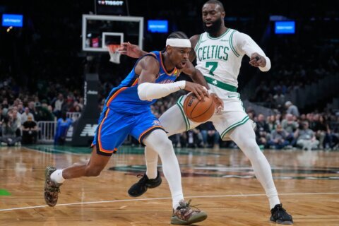 Brown scores 31 as Celtics rally to beat Thunder 119-109, snapping OKC’s 12-game win streak