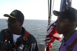 Looking over the bridge.