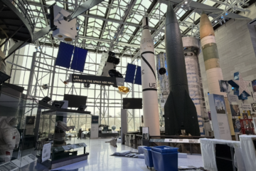 rocket ships in a museum