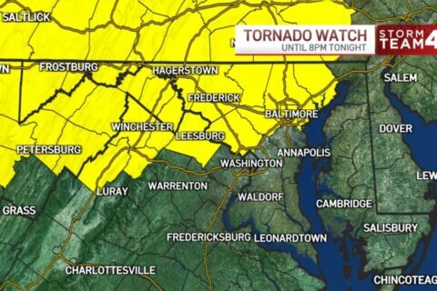Emiten vigilancia de tornado para condados al norte y oeste de DC