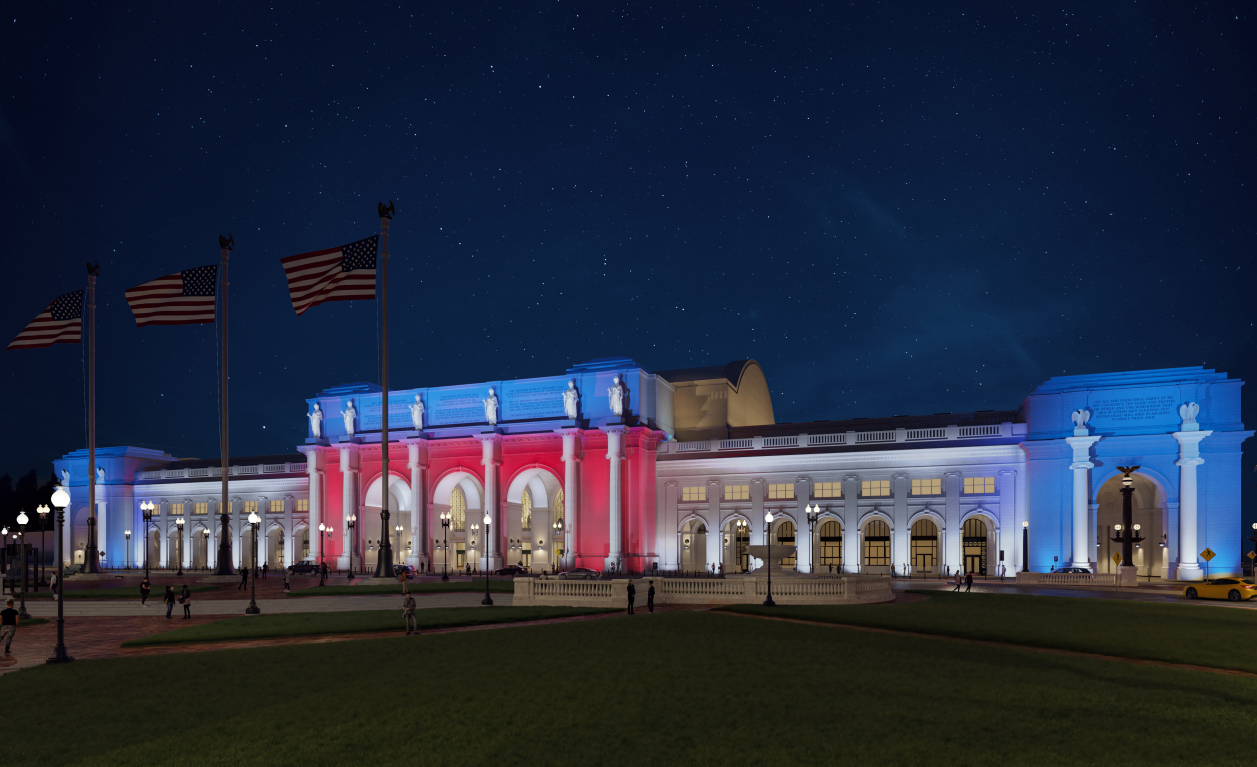 mock up with colored lights union station