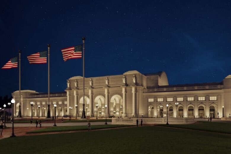 A mockup shows what Union Station would look like with new lighting.
