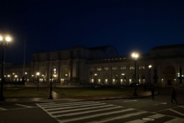 The image depicts what Union Station currently looks like at night.