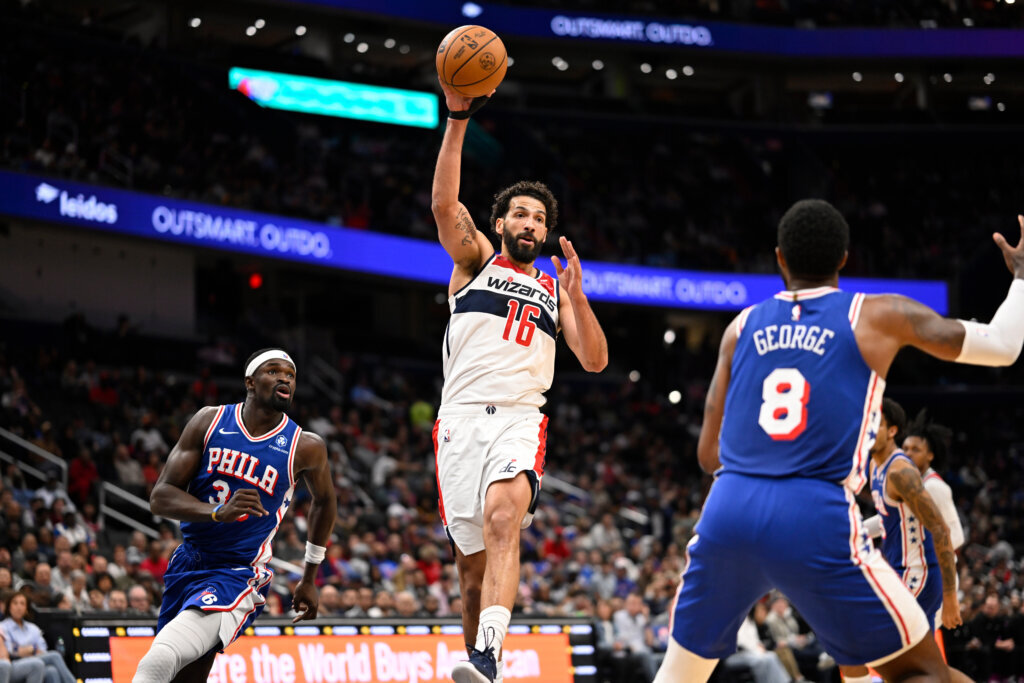 Paul George scores 39 points in the 76ers’ 153-151 win over the Wizards