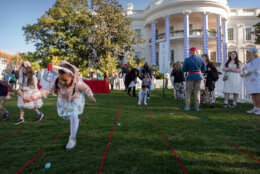 Children participate in the egg roll competition