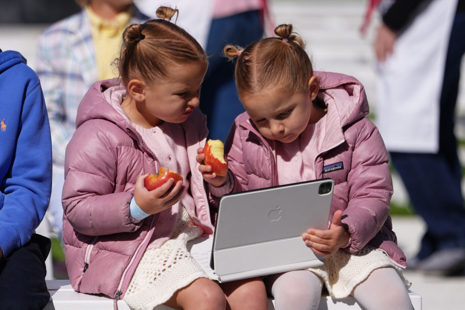 Children are seen at the White House Easter Egg Roll on the South Lawn