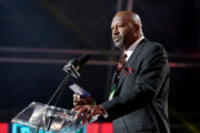NFL Legend Monte Coleman announces a selection for the Washington Football Team during the 2nd round of the NFL football draft, Friday April 29, 2021, in Cleveland. Monte Coleman, the hard-nosed linebacker who won three Super Bowls with Washington and later coached Arkansas-Pine Bluff to a conference championship, has died. He was 68. (AP Photo/Gregory Payan, File)