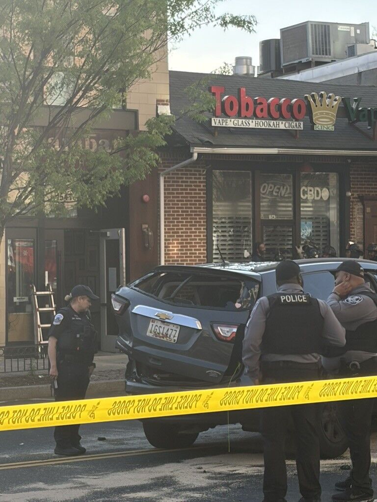 car involved in bus collision into DC restaurant
