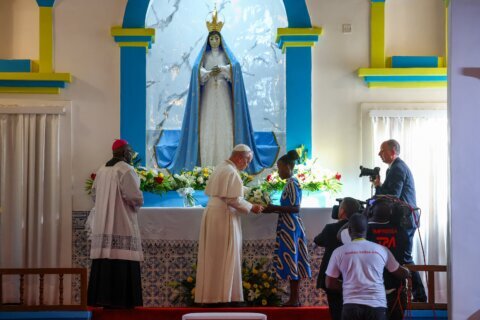 Pope prays at Catholic shrine in Angola that was a center of African slave trade