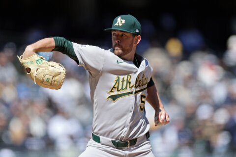 A’s lefty Jeffrey Springs loses a no-hit bid in the seventh inning against the Yankees
