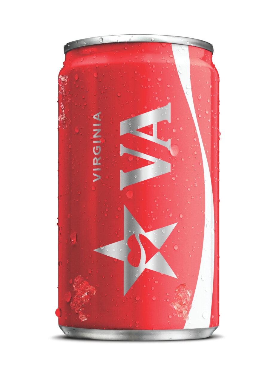 Soda can with Virginia logo