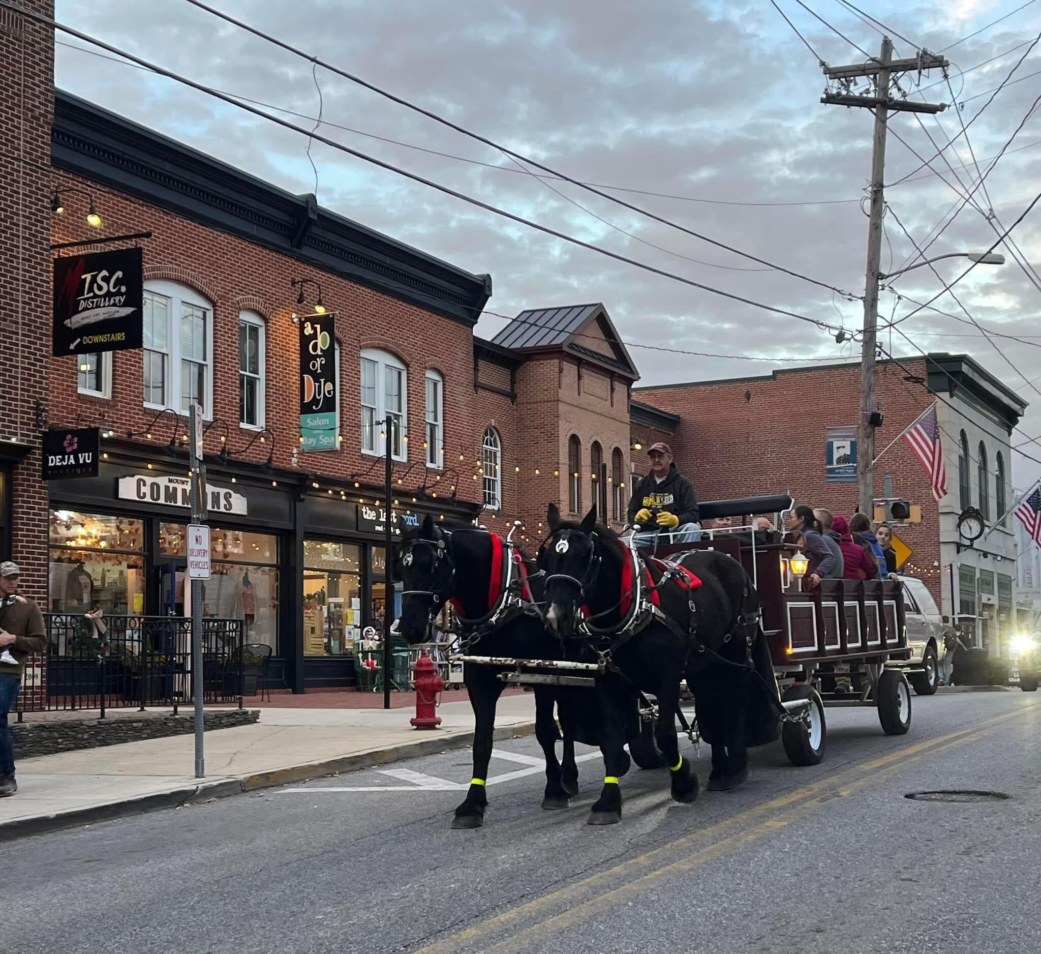 A horse-drawn wagon on Main Street in Mount Airy. Photo courtesy of the Town of Mount Airy
