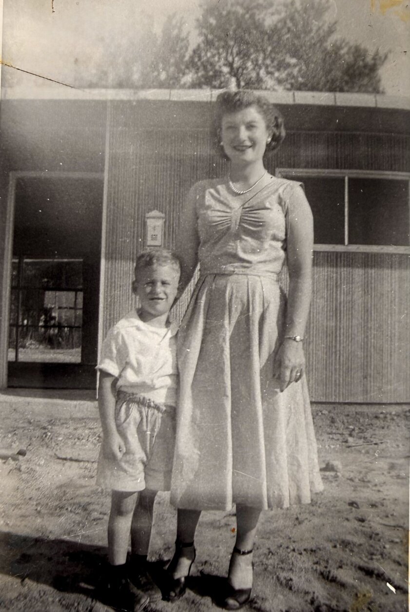 Edward and mom in front of home in Pa.