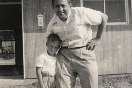 Edward and dad in front of home in PA.