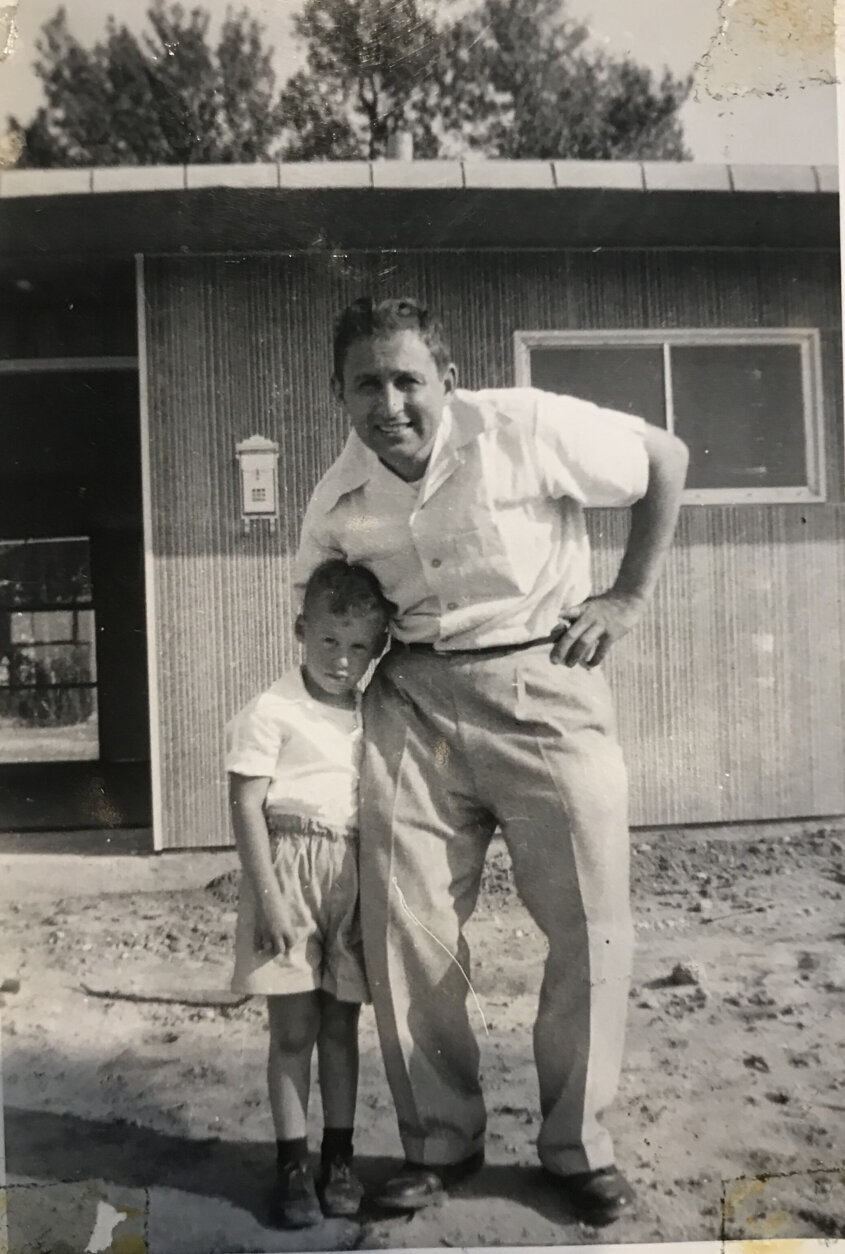 Edward and dad in front of home in PA.