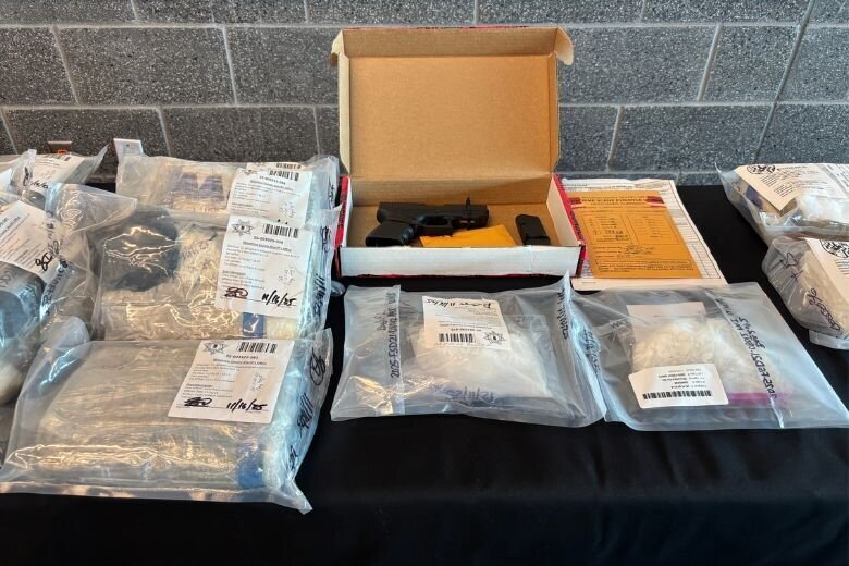 A firearm and cocaine seized by law enforcement in Maryland.