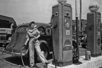 Pumping gas in 1942