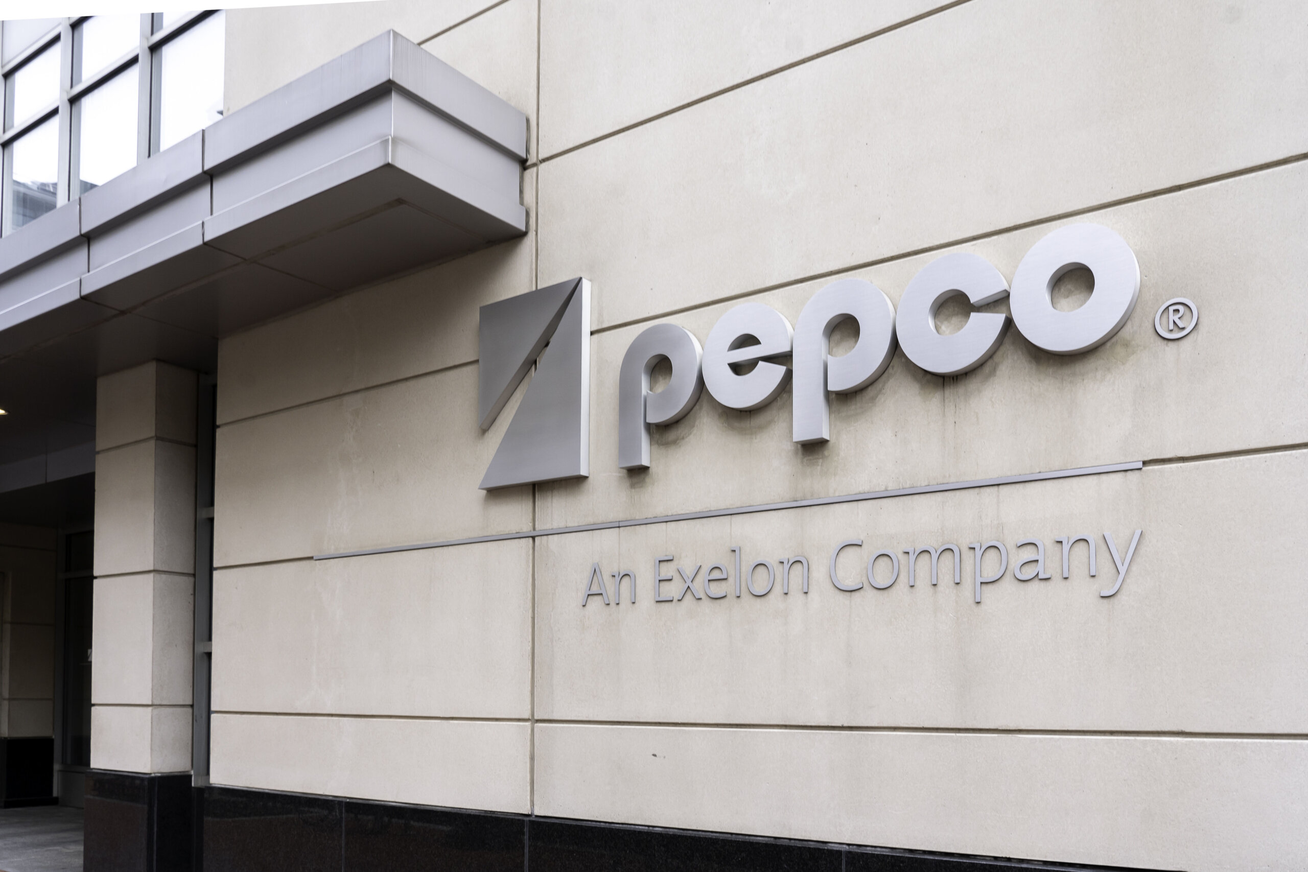 building exterior with pepco sign on it