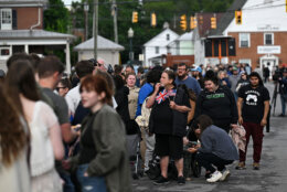 People waiting for King Charles and Queen Camilla in Front Royal