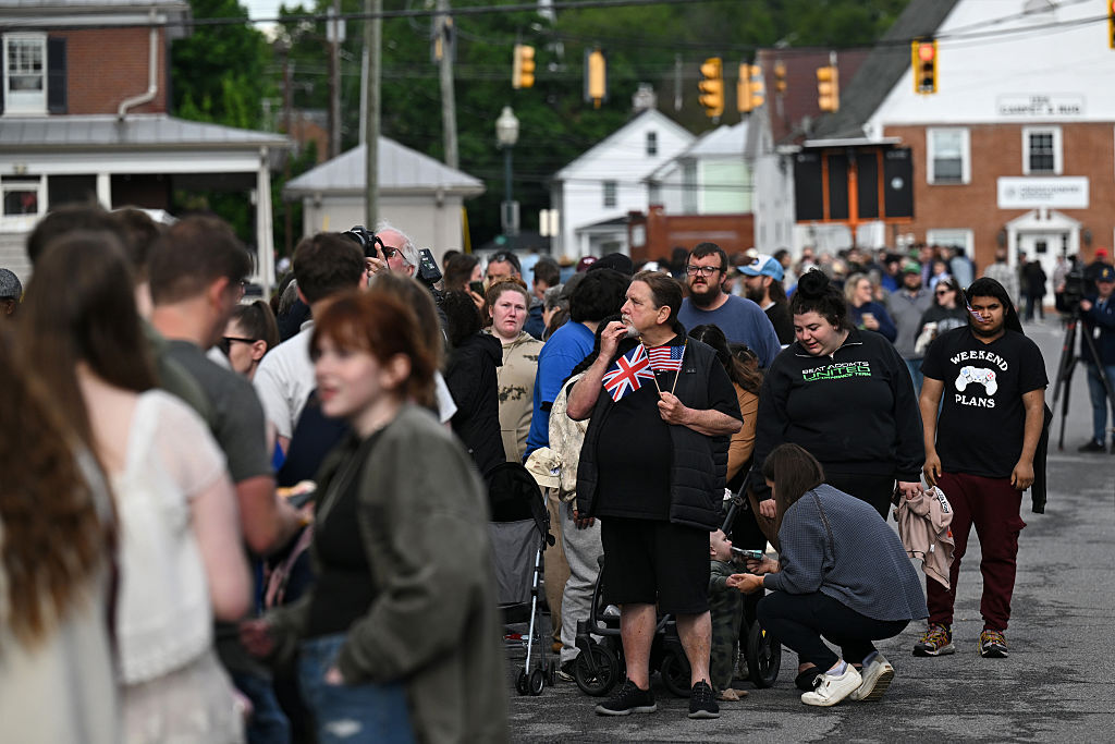 People waiting for King Charles and Queen Camilla in Front Royal