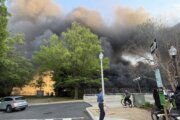 Bus fire blankets part of Downtown DC in dark plume of smoke