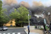Bus fire blankets part of Downtown DC in dark plume of smoke