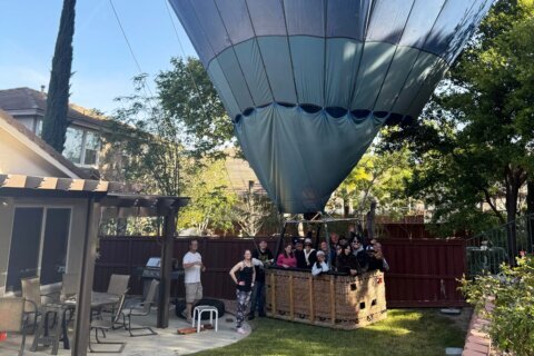 Mind if we drop in? Hot air balloon with 13 aboard makes emergency landing in California backyard