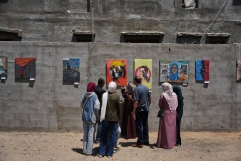 Young Palestinian artists in Gaza exhibit their impressions of war as a fragile ceasefire holds