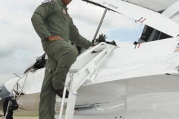 J.J. Green prepares for flight with the Thunderbirds