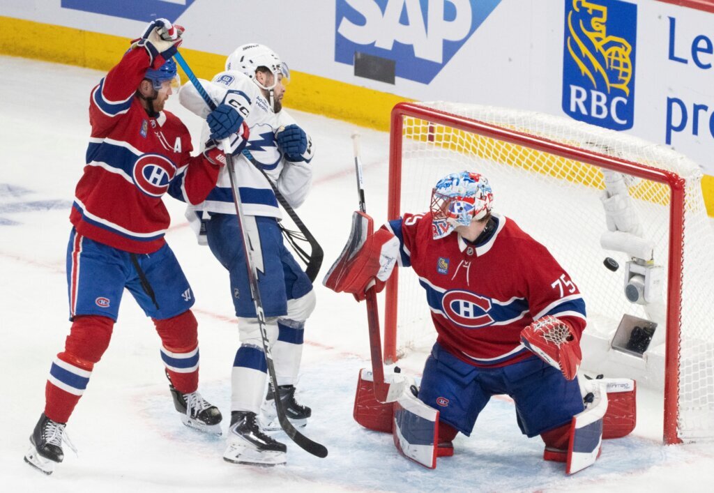 Hagel scores twice in 3rd, Lightning beat Canadiens 3-2 in Game 4 to tie series
