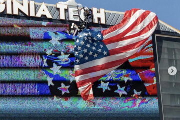 scoreboard with flag