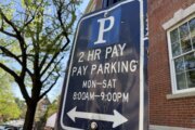 Alexandria parking sign showing Monday through Saturday.