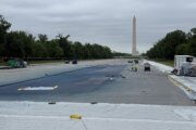 Crews begin resurfacing DC's Reflecting Pool to become 'American flag blue'