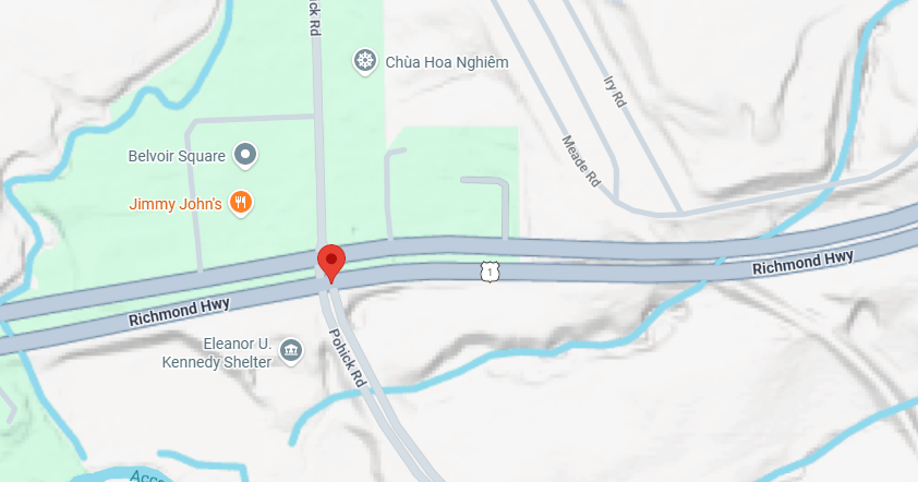 Map of Fairfax County fatal pedestrian crash