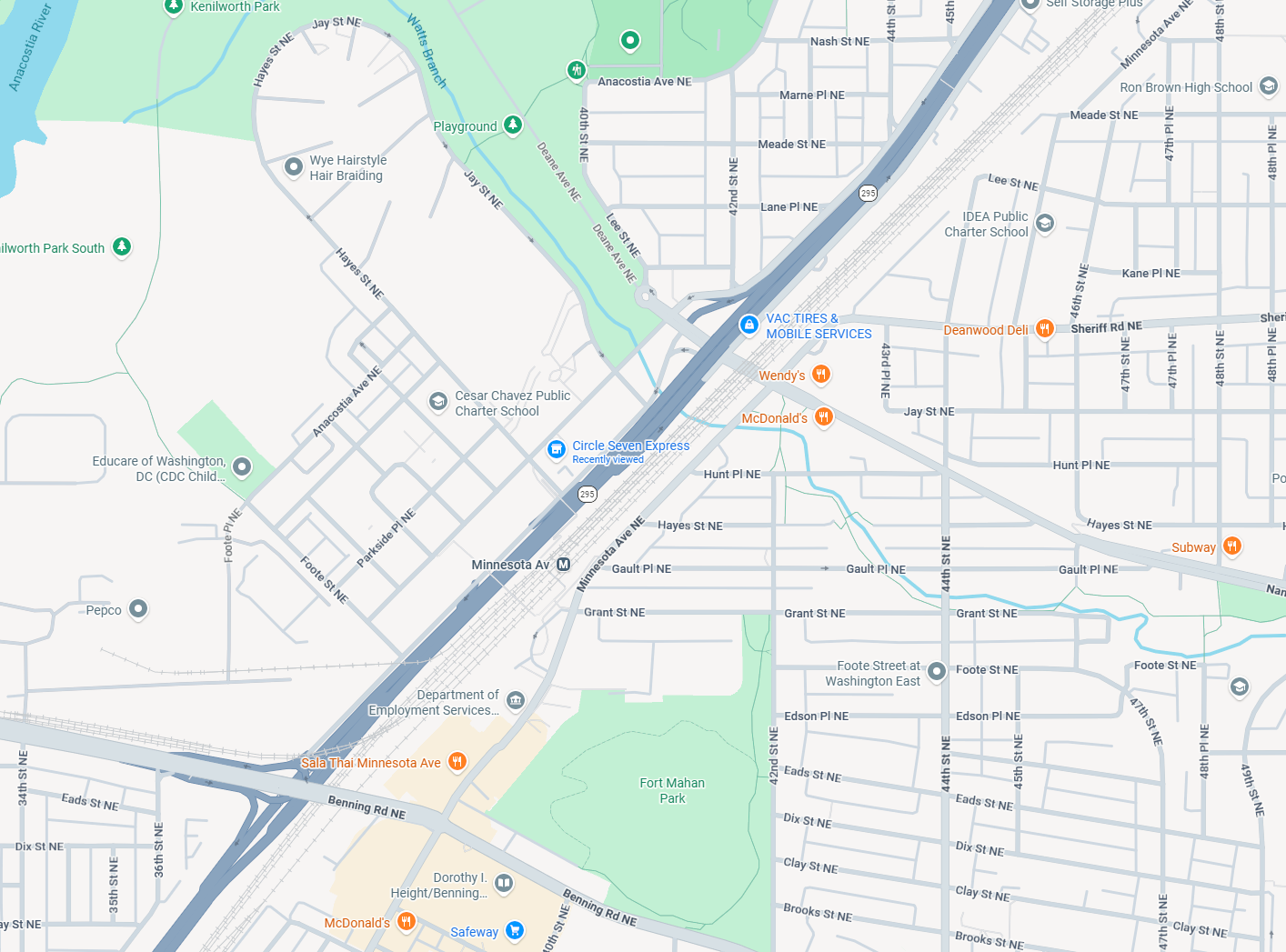 Map of Northeast DC shooting