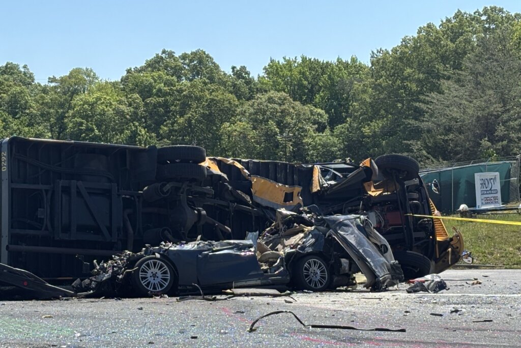 Scene of deadly crash involving a school bus in Prince George's County.