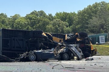 Scene of deadly crash involving a school bus in Prince George's County.