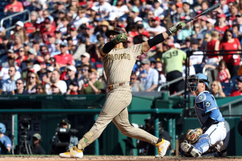 Finally! Fernando Tatis Jr. crushes a 451-foot drive for his first home run of the season