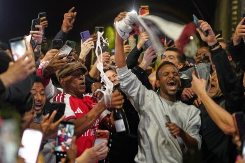 British PM Starmer congratulates Arsenal as title celebrations go deep into the night