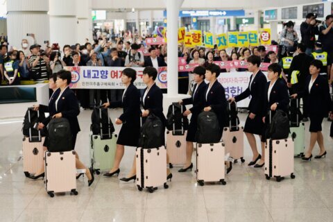 North Korean women’s soccer team arrives in South Korea for regional tournament