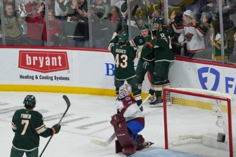 Avs make their first goalie change by pulling Wedgewood for Blackwood during Game 3 in loss to Wild