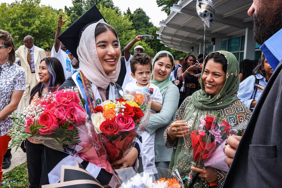 Home » Local News » A graduate's journey from… A graduate's journey from Kabul to Maryland highlights new beginnings Khatira Rustami with her siblings Amir and Maryam and mother, Rahima, after her graduation from International High School. (Courtesy Valerie Plesch for The Banner) The Banner Montgomery is a local, independent news source covering Montgomery County and Maryland.